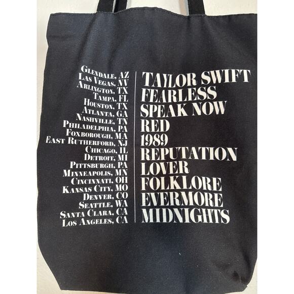 Official Taylor Swift Eras Tour Black Canvas Tote Bag Souvenir Cup Concert Merch - Picture 5 of 10